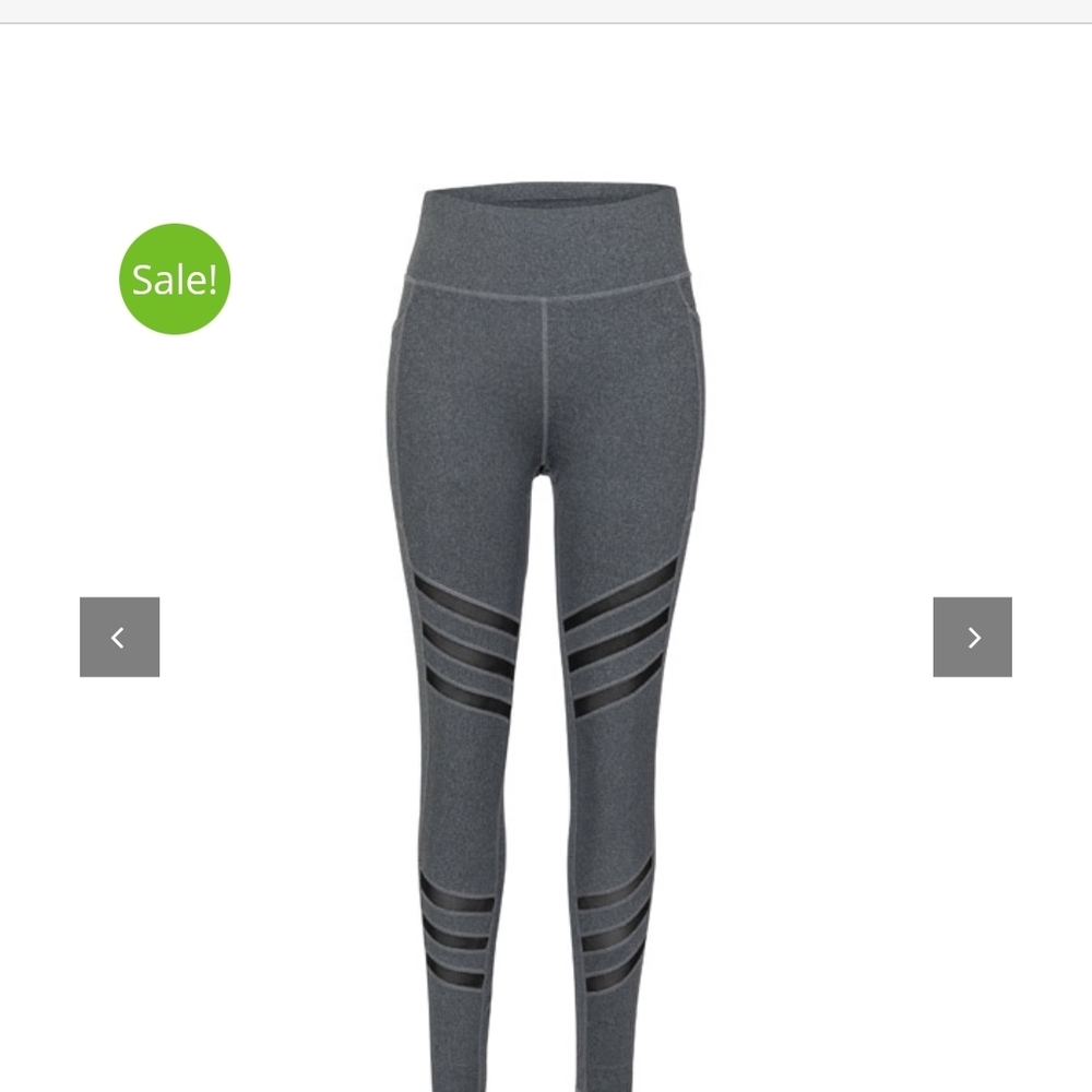 Tail Leggings Gray W/Black Mesh Stripes Size Large NWT